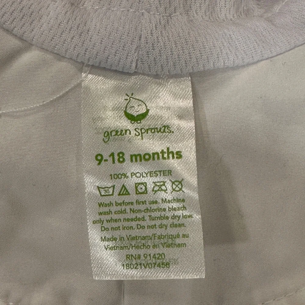 Green Sprouts Wide Brim Sun Hat Baby 9-18 Months White‎ Chin Strap | Core